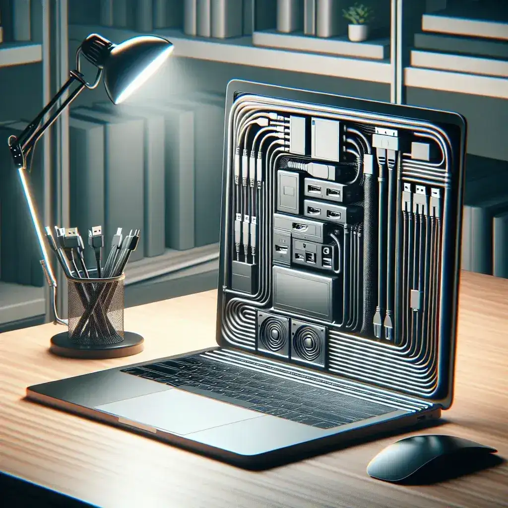 Bagaimana dudukan laptop dengan manajemen kabel terintegrasi meningkatkan keteraturan?